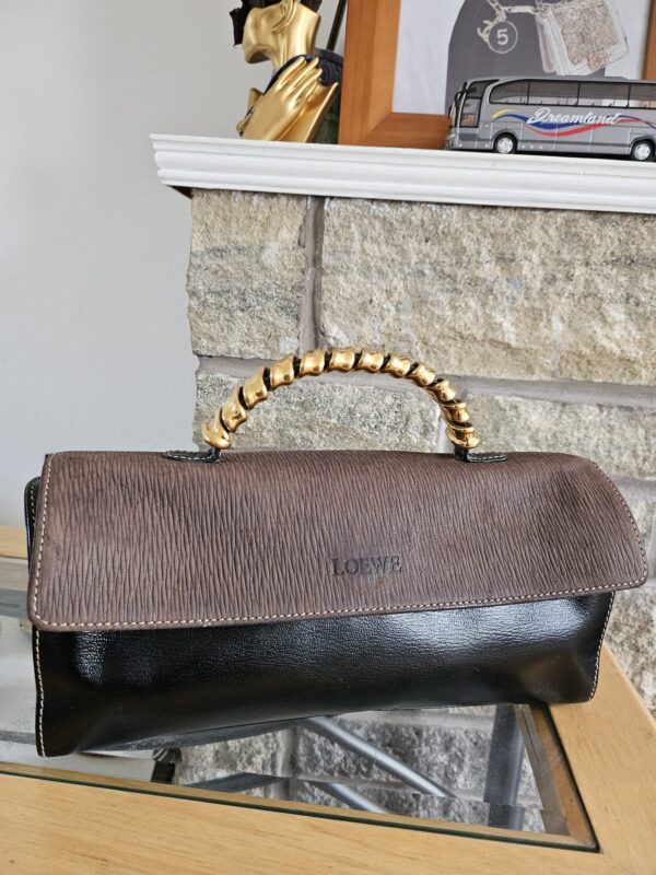 VINTAGE LOEWE VELAZQUEZ TWIST HANDLE BOX-SHAPED BAG.