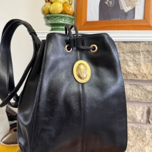 Limited Edition Vintage Dior Black Gold Egg Bucket Bag